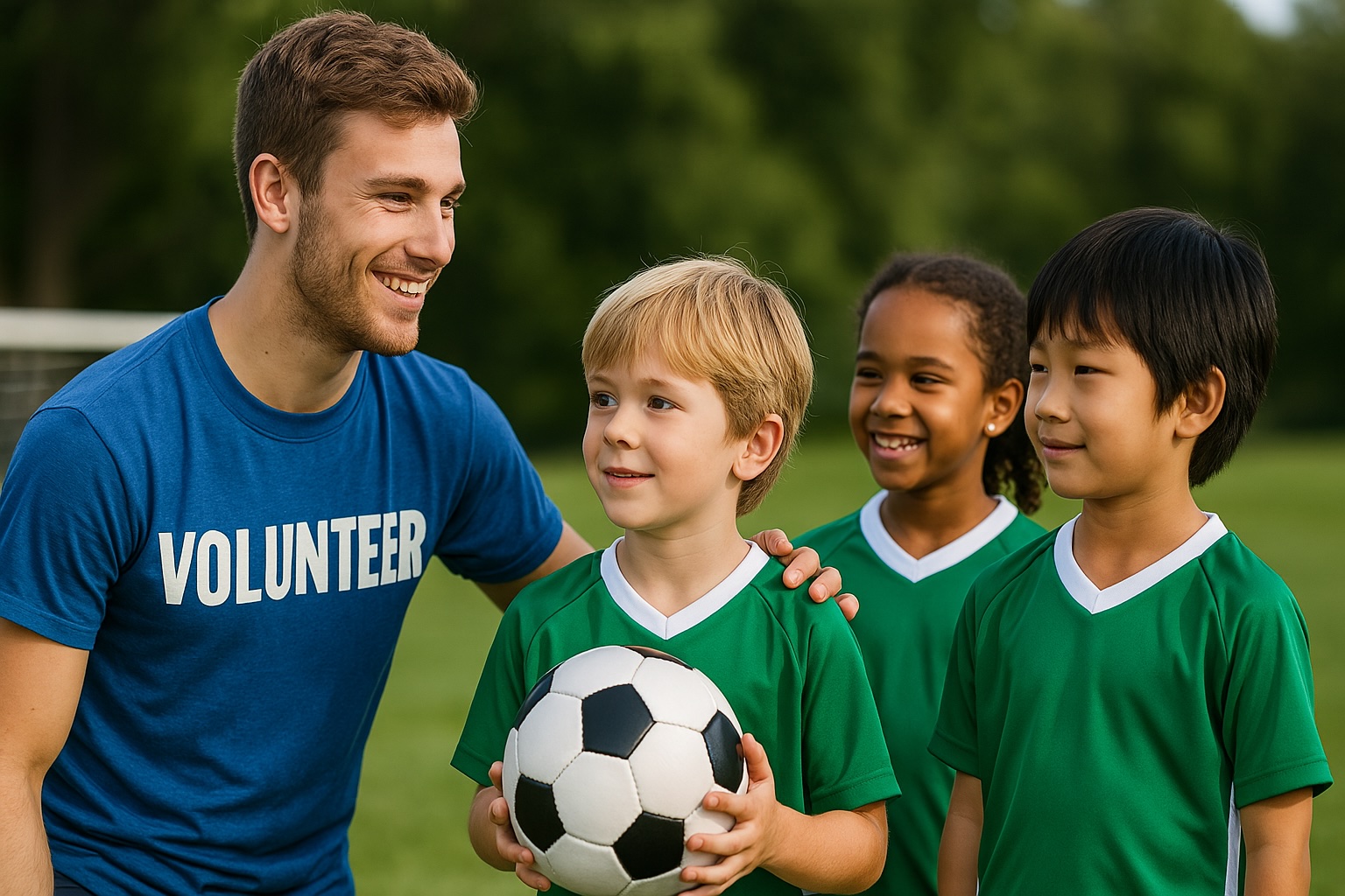 A Sport Volunteer getting experience with a soccer team